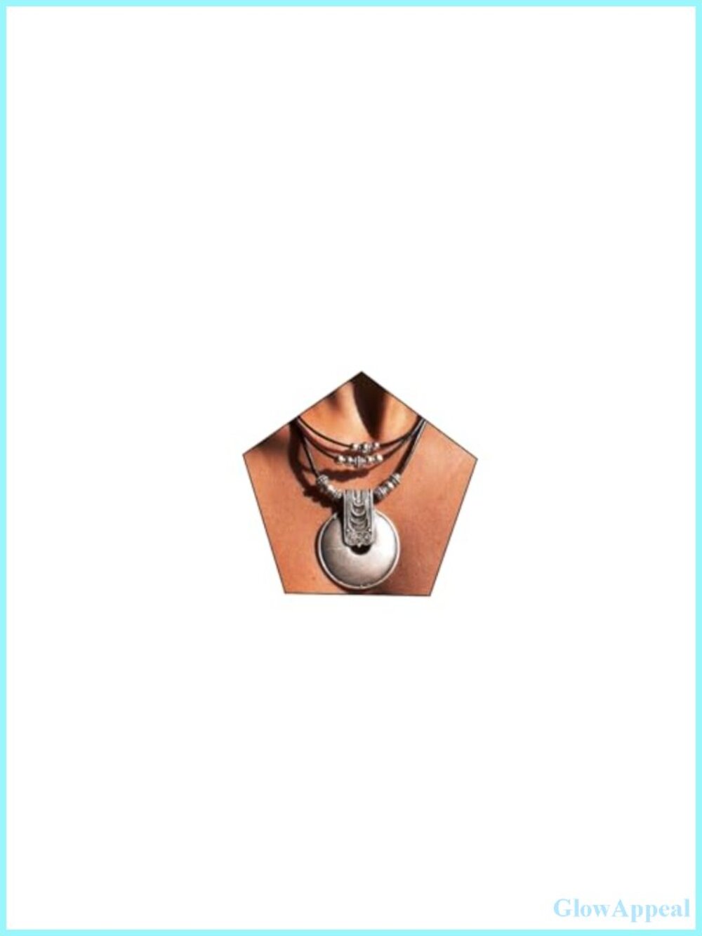 Leather Cord Pendant Necklace Boho Beaded Multilayer Adjustable Choker
